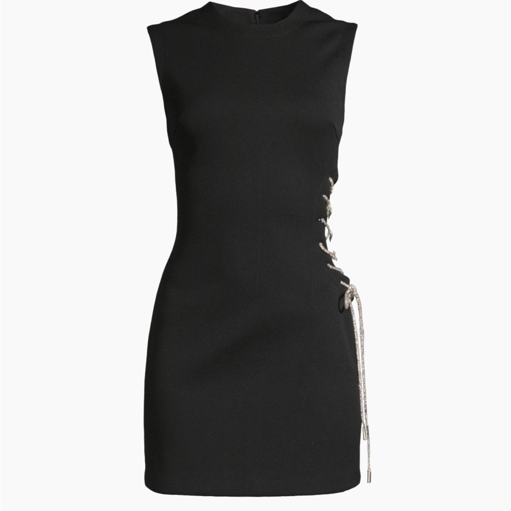 MISHA COLLECTION Black Mini Dress with Lace-Up Detail